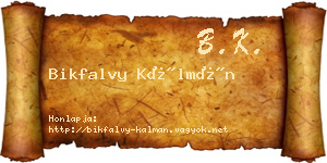 Bikfalvy Kálmán névjegykártya